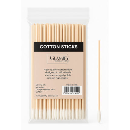 100 יח׳ מקלוני עץ עם צמר גפן לציפורנייםת 10 ס״מ